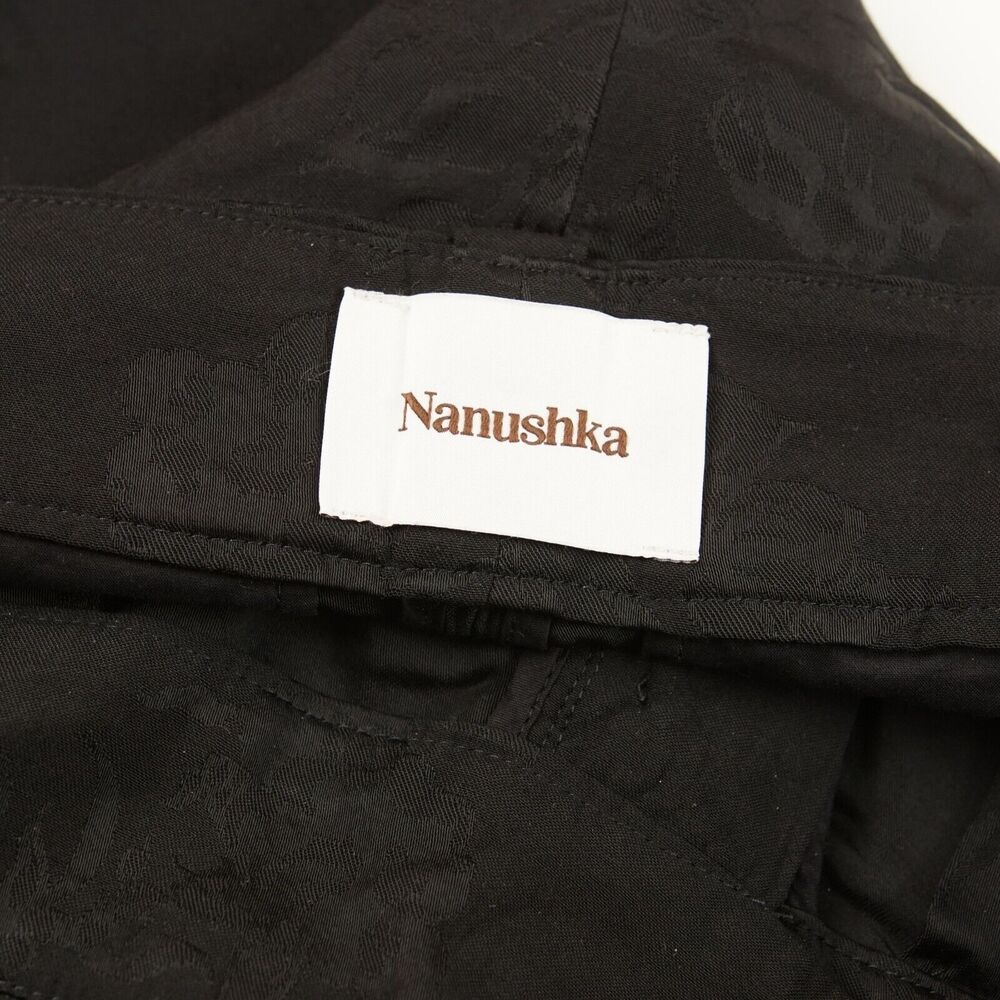 Nanushka Black Floral Jacquard Nagi Viscose Belted Shorts Unisex Sz M - Picture 3 of 10